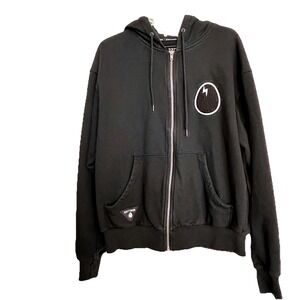 Rare DIRTYBIRD Black Zip Hoodie Size Medium‎ Lightning Bolt Logo Cotton DJ Merch